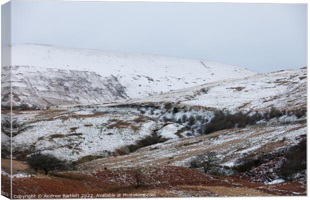 Snow at the Storey Arms, Brecon Beacons, UK Canvas Print by Andrew Bartlett