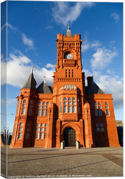 Pierhead Building at Cardiff Bay, South Wales, UK. Canvas Print by Andrew Bartlett