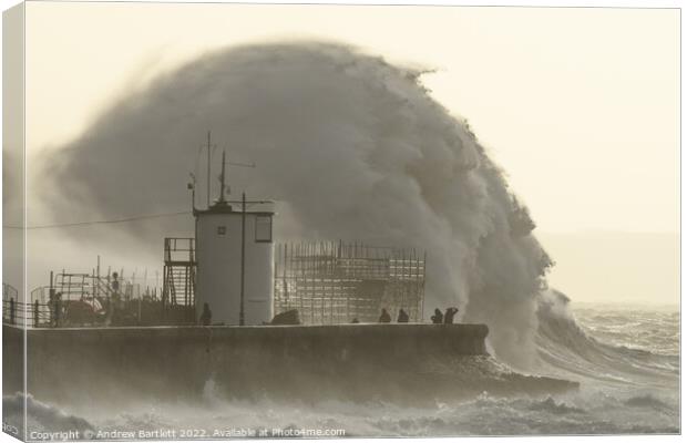 Storm Eunice at Porthcawl Canvas Print by Andrew Bartlett
