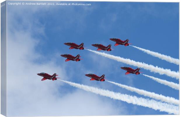 The Red Arrows at RAF Cosford. Canvas Print by Andrew Bartlett
