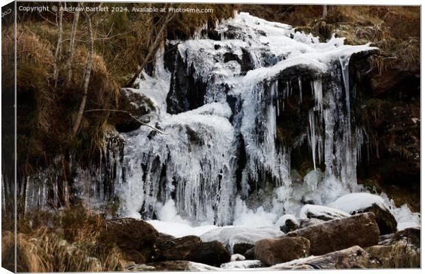 Frozen waterfall at Brecon Beacons, South Wales UK Canvas Print by Andrew Bartlett
