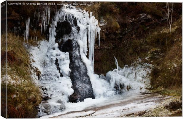 Frozen waterfall Brecon Beacons, South Wales, UK Canvas Print by Andrew Bartlett