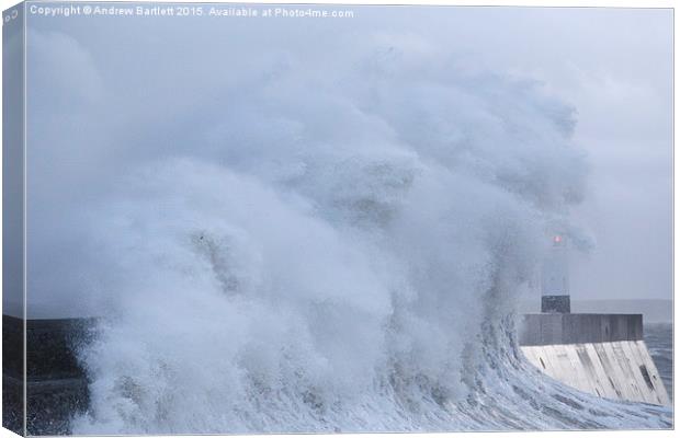  Porthcawl lighthouse, South Wales, UK, in a storm Canvas Print by Andrew Bartlett