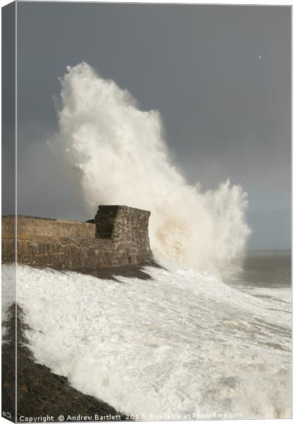 Porthcawl, South Wales, UK, during Storm Doris Canvas Print by Andrew Bartlett