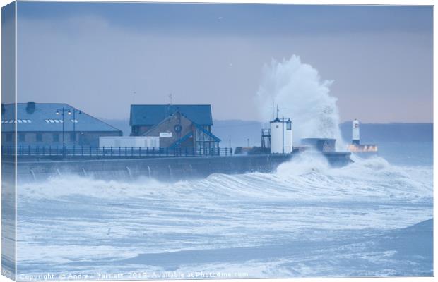 Stormy weather at Porthcawl, South Wales, UK Canvas Print by Andrew Bartlett