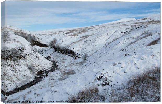 Brecon Beacons covered in snow Canvas Print by Andrew Bartlett