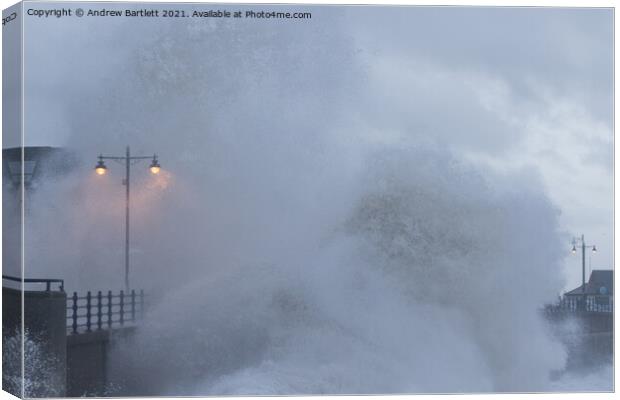 Large waves over Porthcawl Canvas Print by Andrew Bartlett