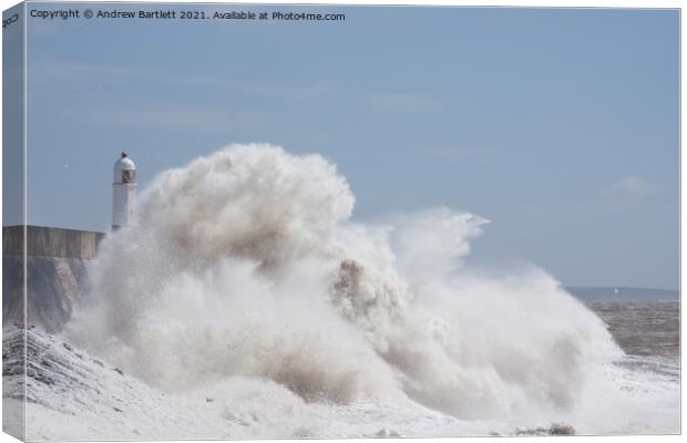Porthcawl during Storm Hannah Canvas Print by Andrew Bartlett