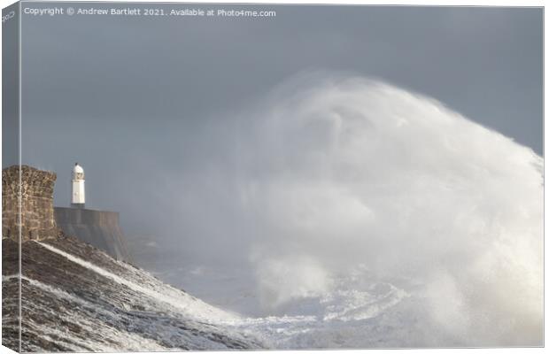 Porthcawl waves by Storm Freya Canvas Print by Andrew Bartlett