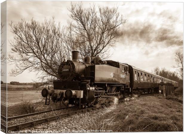 Kent And East Sussex Steam Train in Sepia Canvas Print by Framemeplease UK