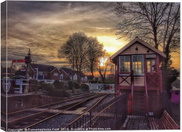 Tenterden Town Train station at sunset Canvas Print by Framemeplease UK