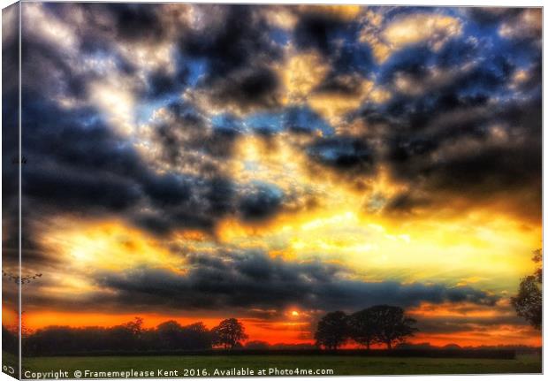 Golden Sunset over Kent  Canvas Print by Framemeplease UK