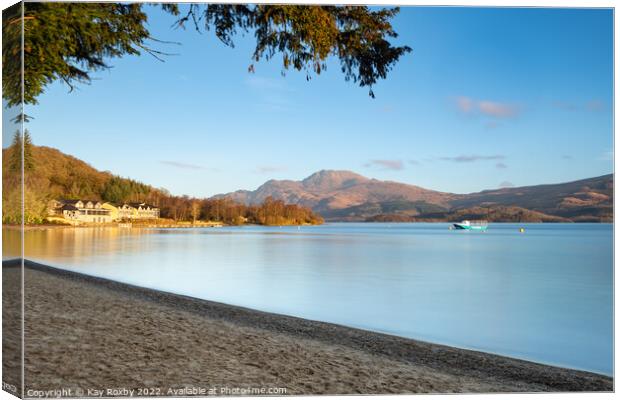 Loch Lomond blue winter skies Canvas Print by Kay Roxby