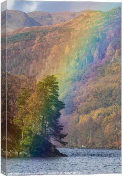 Loch Katrine rainbow Canvas Print by Kay Roxby
