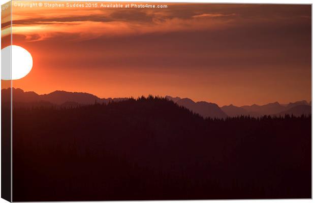 Setting Sun Over Coast Mountain Range Canvas Print by Stephen Suddes