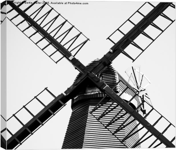 Black and White Windmill Canvas Print by Bertie Carter