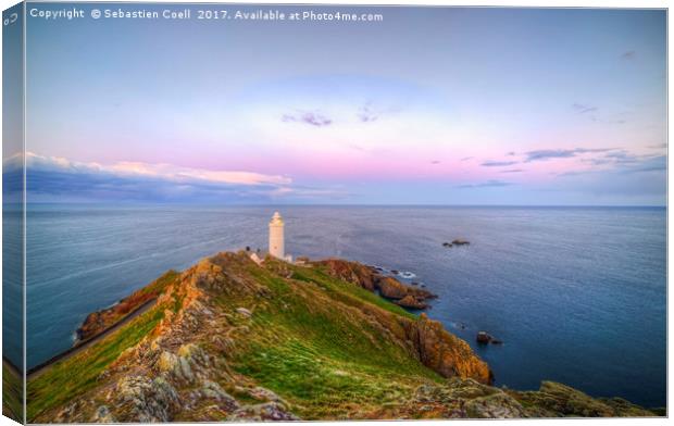 Start point lighthouse in the South hams at sunris Canvas Print by Sebastien Coell