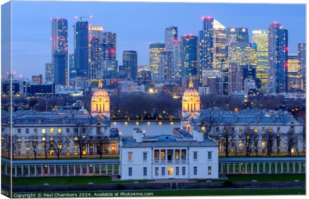 A Harmonious Contrast: The Historic Elegance of Greenwich Univer Canvas Print by Paul Chambers