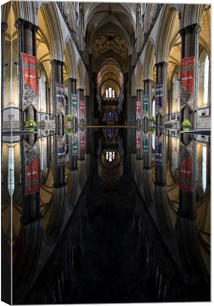Salisbury Cathedral Font Reflection Canvas Print by Paul Chambers