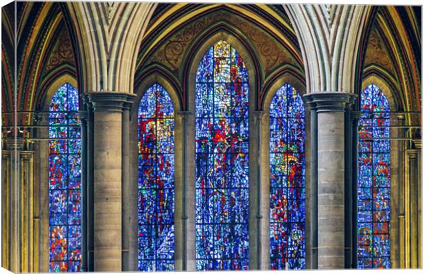 Salisbury Cathedral Stain Glass Window Canvas Print by Paul Chambers