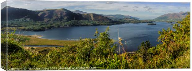 Derwent Water Panorama  Canvas Print by Paul Chambers