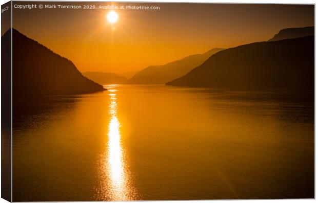 Fjord Sunset Canvas Print by Mark Tomlinson