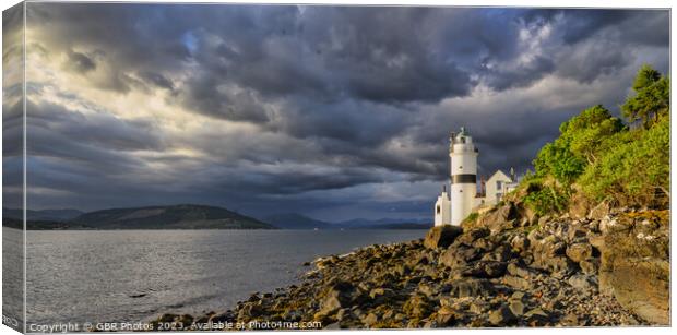 Drama in the sky at Cloch Lighthouse Canvas Print by GBR Photos