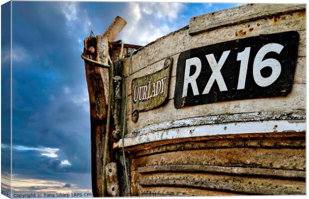 'OUR LADY' - 'RX 16'. FISHING TRAWLER. HASTINGS, EAST SUSSEX Canvas Print by Tony Sharp LRPS CPAGB