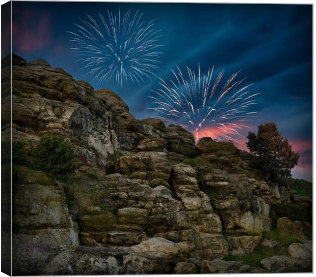 FIREWORKS OVER LADIES PARLOUR - HASTINGS. EAST SUSSEX Canvas Print by Tony Sharp LRPS CPAGB