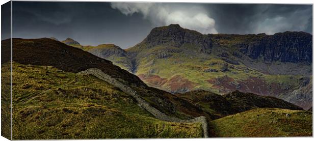 THE LANGDALE PIKES VIEWED FROM LINGMOOR FELL Canvas Print by Tony Sharp LRPS CPAGB