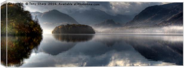 Derwent Water Mist and Sunlight Canvas Print by Tony Sharp LRPS CPAGB