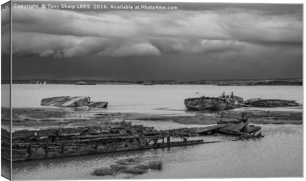 Wrecked Craft - Medway Estuary, Hoo, Kent Canvas Print by Tony Sharp LRPS CPAGB