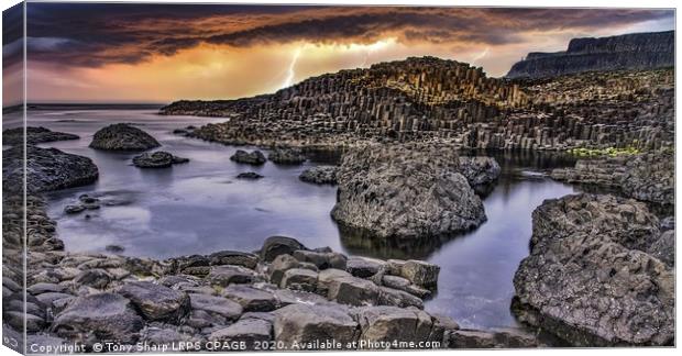 STORM OVER THE GIANT'S CAUSEWAY  - N. IRELAND Canvas Print by Tony Sharp LRPS CPAGB