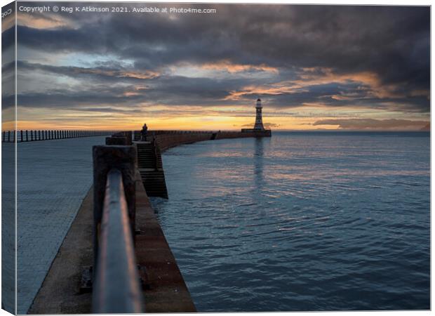 Roker Pier and Lighthouse Sunrise Canvas Print by Reg K Atkinson