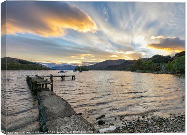 Loch Earn Sunset  Canvas Print by Reg K Atkinson