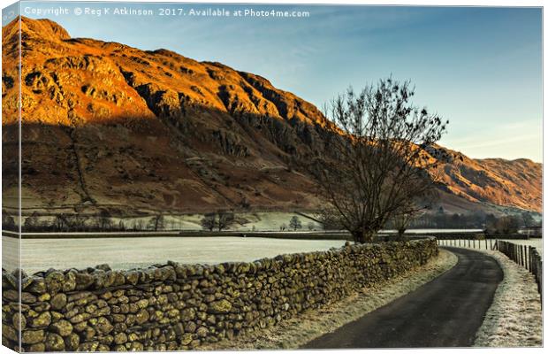 Frosty Morning in Great Langdale Canvas Print by Reg K Atkinson