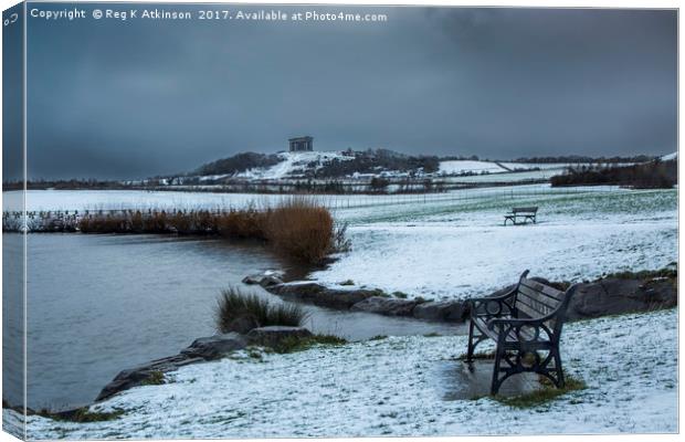 Winter at Herrington and Penshaw Canvas Print by Reg K Atkinson