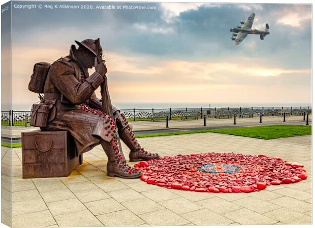 Tommy and Lancaster Bomber Canvas Print by Reg K Atkinson