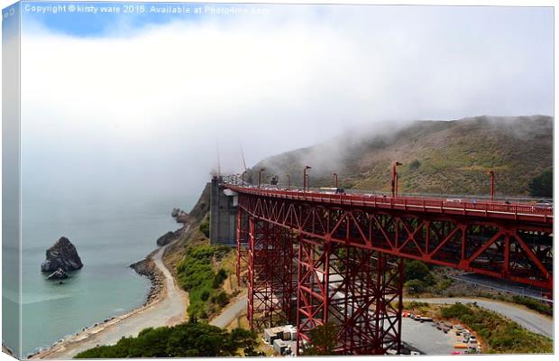  Golden Gate Bridge in the fog Canvas Print by kirsty ware