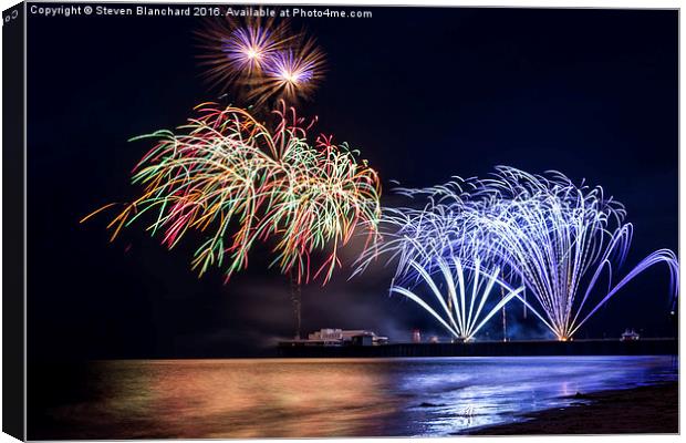 Blackpool fireworks display Canvas Print by Steven Blanchard