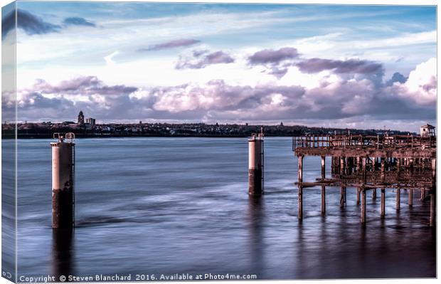 River mersey at dusk Canvas Print by Steven Blanchard