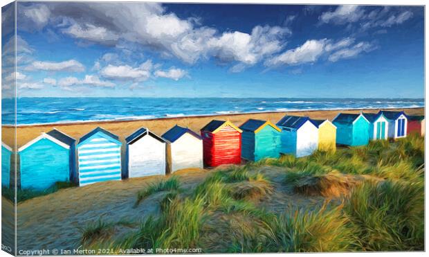 Southwold beach huts Canvas Print by Ian Merton