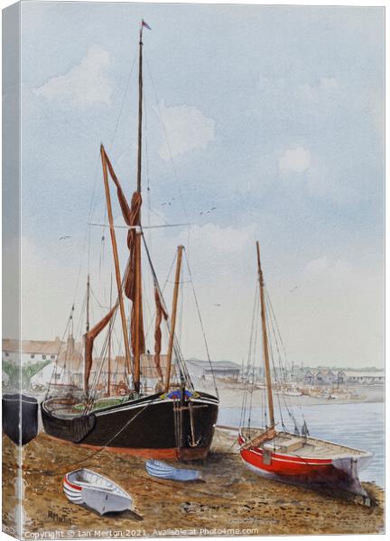 Thames barge at Maldon Canvas Print by Ian Merton