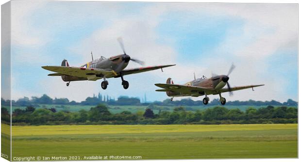 Spitfire Scramble Canvas Print by Ian Merton