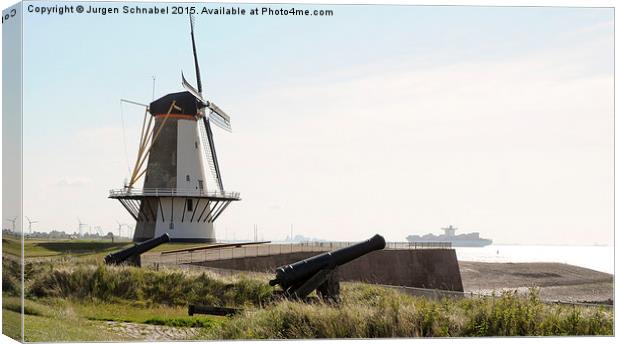   Windmill and canons in Holland Canvas Print by Jurgen Schnabel