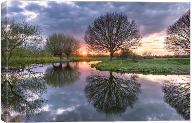 Sunset at Dedham Vale, Suffolk and Essex Border Canvas Print by Nick Rowland