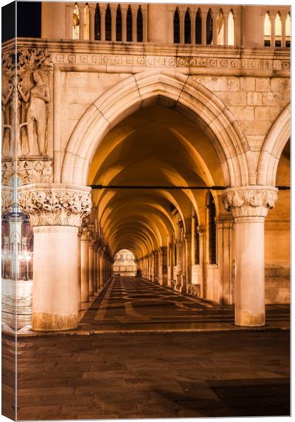 VENICE COLONNADE NIGHT Canvas Print by John Hickey-Fry