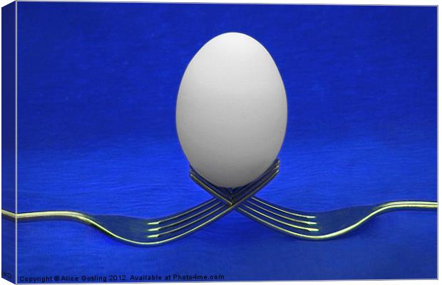 Balanced Breakfast Blue Canvas Print by Alice Gosling