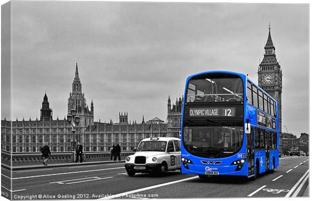 Blue Bus and Big Ben Canvas Print by Alice Gosling