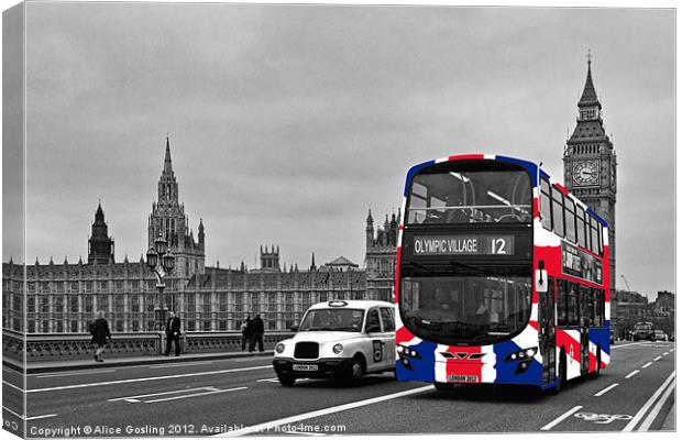 Union Jack Bus and Big Ben Canvas Print by Alice Gosling